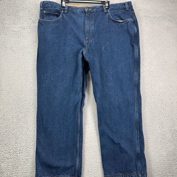 Duluth Trading Co. Flannel Lined Jeans Mens 46X30 Blue Straight 5 Pocket Denim